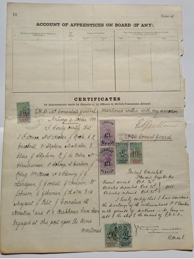 QV Consular Service - Antwerp 1888
